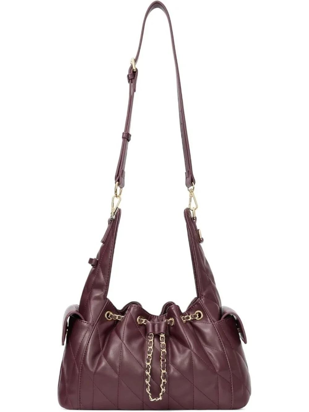 Quilted Leather Tote Bag for Women, Soft Slouchy Hobo Purse with Adjustable